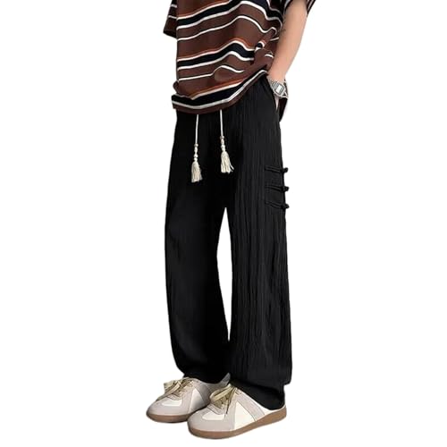 Men's Wide Leg Pants Lightweight Summer Elastic Waist Casual Trousers
