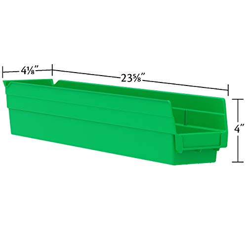 Akro-Mils 30124 Plastic Nesting Shelf Bin Box, (24-Inch x 4-Inch x 4-Inch), Yellow, (12-Pack)