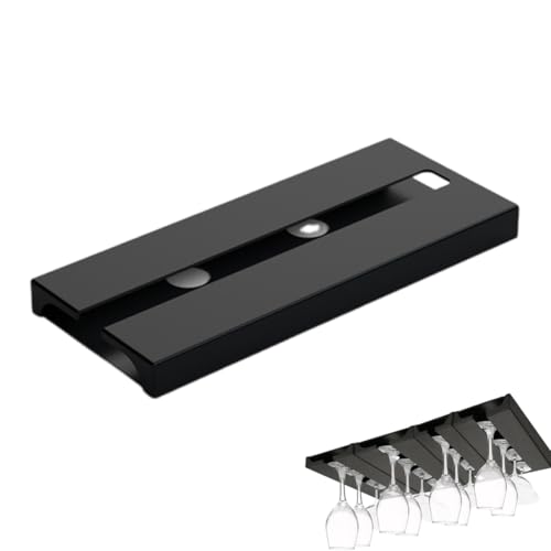 WUSJCOF 1 PCS Porta Bicchieri da Vino, Supporto Sottopensile, Appendere, Calici, Senza Foratura (Nero)