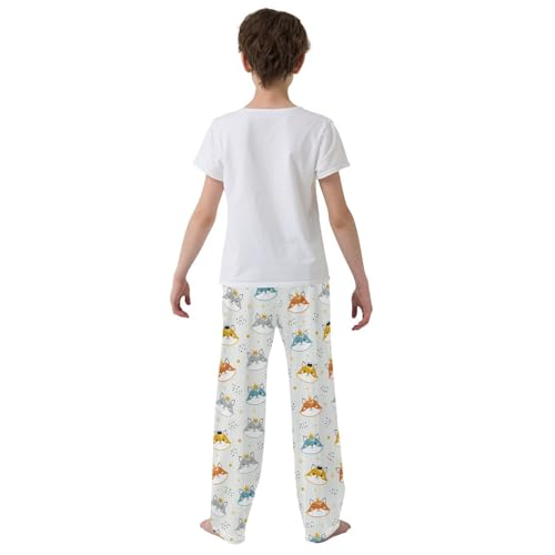 Prince Fox Colorful Boys Long Pants Soft Trousers Elastic Waist Kids Lounge Bottoms with Pockets S-XL3