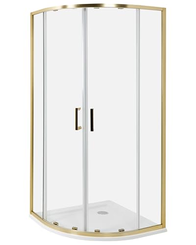 Cabina de ducha vidrio templado puerta doble corredera dorado 90 x 90 x 185 cm Jukatan