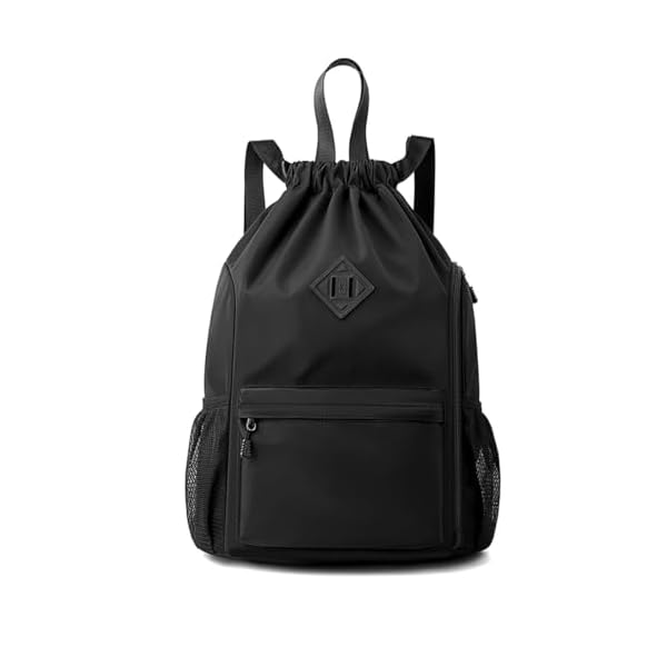 Valleycomfy-Waterproof-Drawstring-Gym-Backpack-Bag-for-Men-WomenSports-Gym-Bag-with-Side-Pocket-Black Valleycomfy Waterproof Drawstring Gym Backpack Bag for Men & Women,Sports Gym Bag with Side Pocket Black