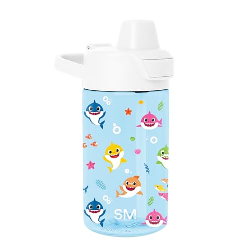 Simple Modern Baby Shark Kids Tritan Plastic Summit Water Bottle | 12 oz BPA-Free Cup with Covered Leak Proof Straw Lid for Boys, Girls, Toddlers | Friends
