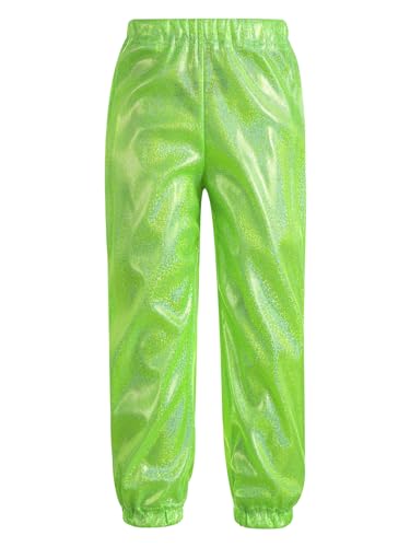 Hansber Kids Girls Boys Shiny Sparkle Jazz Hip Hop Dance Pants Loose Harem Jogger Trousers Sweatpants