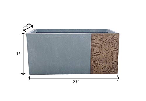 Kante Concrete Modern Rectangle Outdoor Planter, 23" Long Lightweight Planter Pot for Patio, Garden, Backyard Timber Ridge