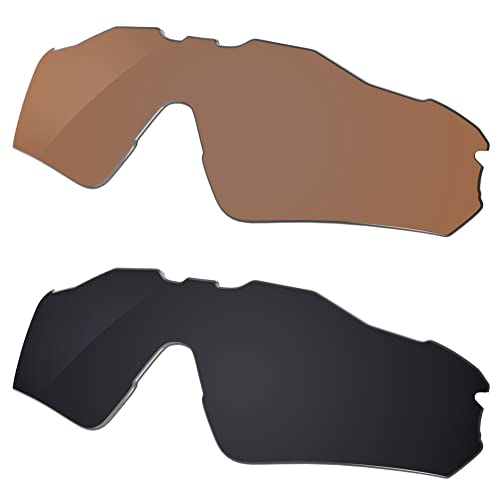 Galvanic Replacement Lenses for Oakley Radar EV Path OO9208 Sunglasses - Amber + Black Polarized - Combo Pack