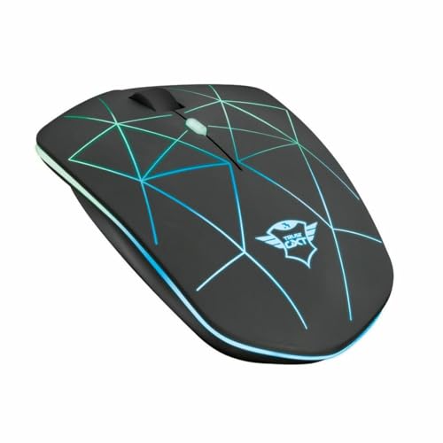 Trust Gaming GXT 117 Strike Kabellose Gaming-Maus mit Aufladbare Batterie, Spieldauer 30 Stunden, Funkmaus mit LED-Beleuchtung, 600-1400 DPI, für Rechts- und Linkshänder, PC/Laptop - Schwarz