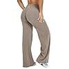 OQQ Yoga Pants Women High Waist Stretch Casual Soft Straight Leg Bottoms Taupe