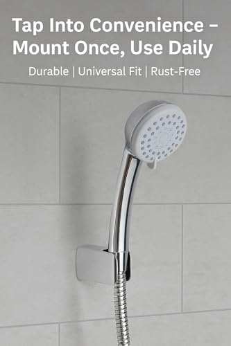 Image of Wall Mounted Hook | Multi-Purpose Health Faucet Holder | Hand Shower Bracket for Bathroom | PVC Material | Shower Arm Holder for Kitchen, Toilet, Utility - Universal Fit (2, Free)