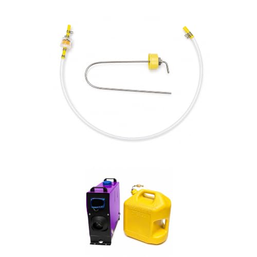 Extra Capacity Fuel Tank Chinese diesel heater Standpipe kit - All-Metal Rust-Proof Cap with 36” Tubing, Tygon Connectors, Hose Clamps, and Fuel Filter - Extend Runtime 5x