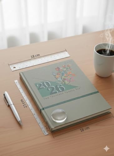 Image of TULMAN 2026 Diary Pack of 2 Hardcover Design Everyday Notebooks (23 x 18 cm), Best for Study Planner, Personal Journal, Business Planning & Stationery Lovers - muted green