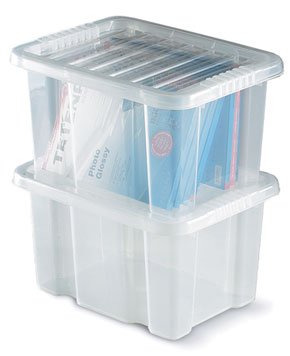 Barton Topstore Topbox Plastic Storage Container with Lid 24Ltr, 430L x 325W x 245H mm