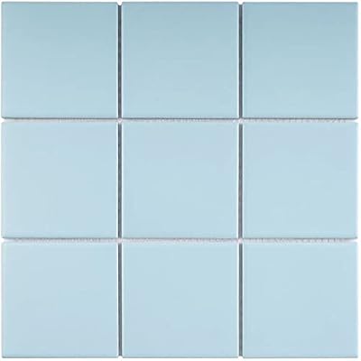 4x4 Square Matte Porcelain Mosaic Floor and Wall for Kitchen Backsplash, Bathroom, Accent Wall (11 Sheets/Case) (Baby Blue)