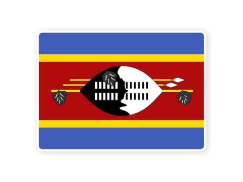Sticker drapeau ESWATINI SWAZILAND swazi 10cm(S) - 28cm(XL) autocollant bord blanc (taille S : 10cm x 7cm)