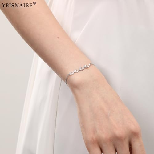 Image of Gifts for Women Christmas Birthday, Silver Wave Bracelets for Woman Mom Wife Grandma Daughter Granddaughter Friend Sister, The Waves of Life We've Through Together Mothers Day Graduation Gift