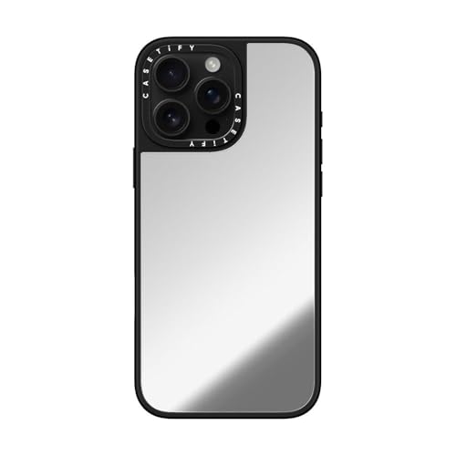 CASETiFY ミラー MagSafe対応 iPhone 16 Pro Max ケース [反射性 / 1.5mからの落下試験をクリア (MIL規格1倍相当) / ワイヤレス充電およびMagsafe対応] - シルバー (ブラックバンパー)