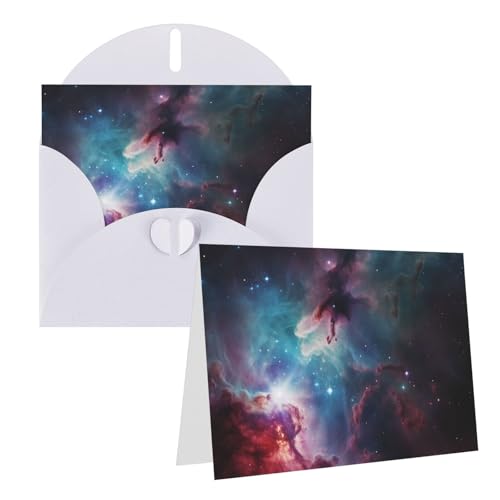QMNEHJ グリーティングカード サンキューカード 封筒付き ブランクノートカード 4x6インチ バースデーカード 宇宙星雲 クラスターウェディングカード お悔やみカード おもしろい思考カード あらゆる機会に