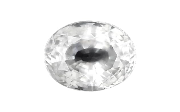 Saphir blanc de 7,25 Ratti ovale : pierre précieuse originale pukhraj non chauffée