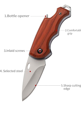 Image of Wizbiz Manual Folding Knife for Kitchen | 3 mm Thick Stainless Steel Blade with Wooden-Look Plastic Handle with Bottle Opener | Multipurpose Kitchen Knife