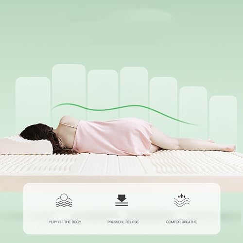 Cubrecolchón de látex natural extrafuerte, transpirable, diseño cómodo para el máximo apoyo al sueño y alivio de presión, ideal para aliviar el dolor de espalda y un sueño reparador
