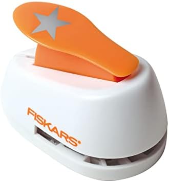 Fiskars Lever Punch M - Star, Ø 2.5 cm, for Left- and Right-Handed use, Quality Steel/Plastic, White/Orange, 1004722