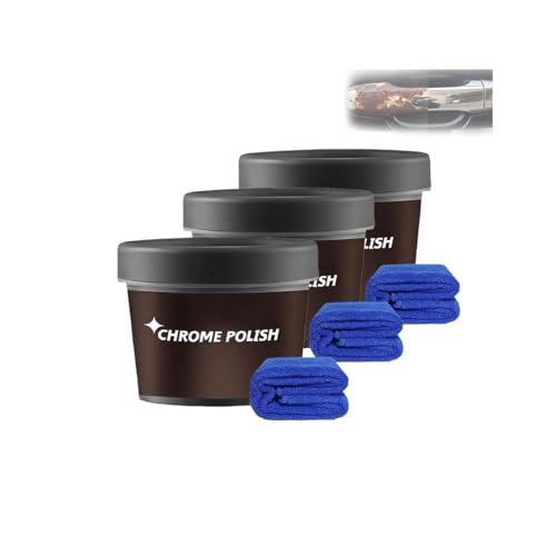 Pasta de Reparación y Restauración de Metales de Acción Rápida - Pulimento Multiusos para Cromo, Aluminio y Acero Inoxidable - Kit de Detallado para Autos con Limpiador de Cromo (3Pcs)
