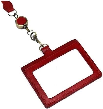 badgehouder kaarthouder for lanyard Badge LanyardFhda ID Cases Office Echt lederen Lanyard Verstelbare Stretch Trekgesp Creditcardhouder Nekband Portemonnee Badge Covers Eenvoudig (Kleur: Bk, Maat: 3