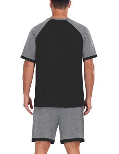Image of Mens Pajamas Set Lightweight Summer Pjs Sleepwear Soft Comfy Short Sleeve Loungewear With Pocket (S-4X)