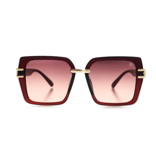 Image of HASHTAG EYEWEAR Stylish Square Sunglasses for Women | UV400 Protection | Oversized Designer Shades | Trendy Eyewear | Summer Sun Protection | Fashionable Goggle