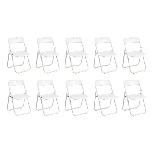 Pack 10 Sillas Plegables Blancas Eventos - Estructura Hierro Reforzado y Asiento Plástico Rígido - Ligera, Apilable y Resistente para Catering, Oficinas y Ceremonias - Diseño Ergonómico (75x40x39 cm)