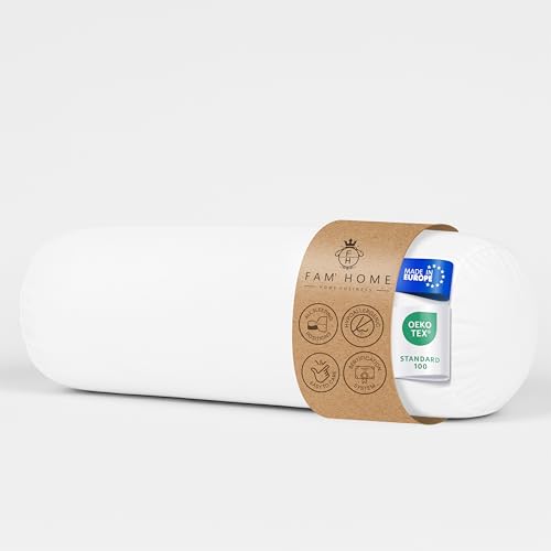 FAM Home Nackenrolle 21 x 90 cm für 2 Personen - Orthopädisch, Atmungsaktiv, Waschbar, mit Hohlfasern aus Recyceltem Polyester, Hotelqualität,...