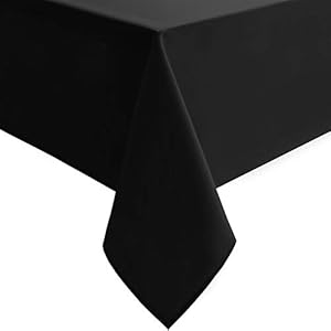 Hiasan Black Rectangle Tablecloth – 54 x 80 Inch – Waterproof & Wrinkle Resistant Washable Fabric Table Cloth for Dining, Party and Outdoor use