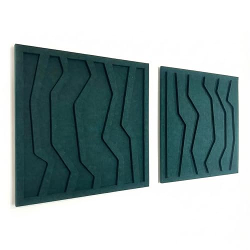 NICBRUX Akustikpaneele 2er Set 40x40 cm Modernes Akustikbild Wanddesign aus PET-Filz | Schallabsorber Wandpaneele für Wohnzimmer Büro & Home Studio (2)