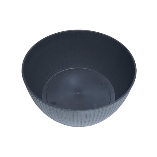 Image of Harshdeep Planters for Home Decor - Geneva - Indoor Balcony Garden Decor Earth Friendly Round 13 Inch Recyclable Plant Pots Made of Bamboo and Rice Husk Set of 2 (Black)