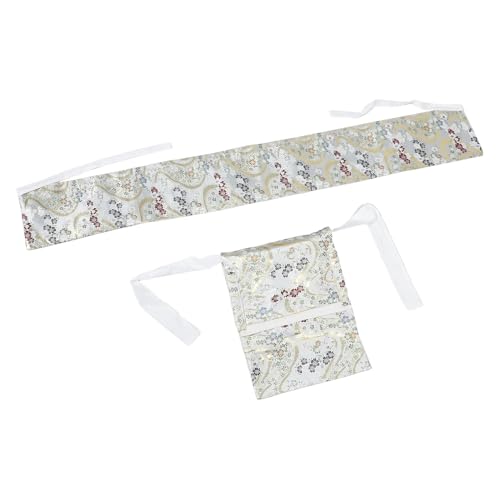 Mikikit ceinture japonaise kimono pour femme, l'élégance poétique d'un obi jacquard beige