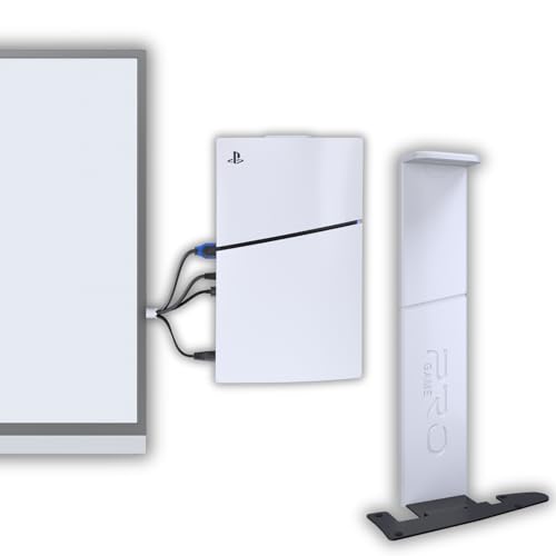 Elegante Soporte de Pared PS5-SLIM para Disco y versión Digital | conexión de alimentación a la Izquierda | Soporte de Pared para PlayStation 5, Accesorios PS5, PS5-Blanco