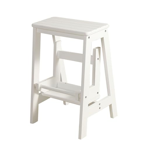 Taburete plegable blanco tipo escalera de dos peldaños para evitar caídas 2