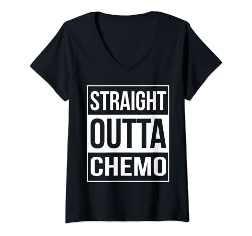 Mujer Straight Outta - Camiseta de quimioterapia divertida para regalo de cáncer de batalla Camiseta Cuello V