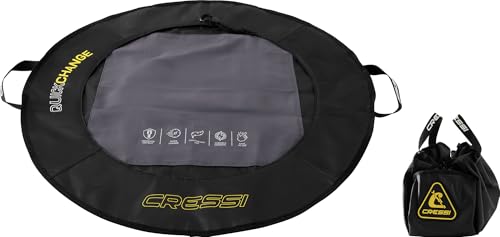CRESSI Quickchanging Mat Black/Yellow - Praktische Hygienematte, Gummibeschichtung, zum Umziehen für Wassersportaktivitäten, Umkleideräume im Schwimmbad, Fitnessstudio und Strand, Schwarz/Gelb, Ø 70cm