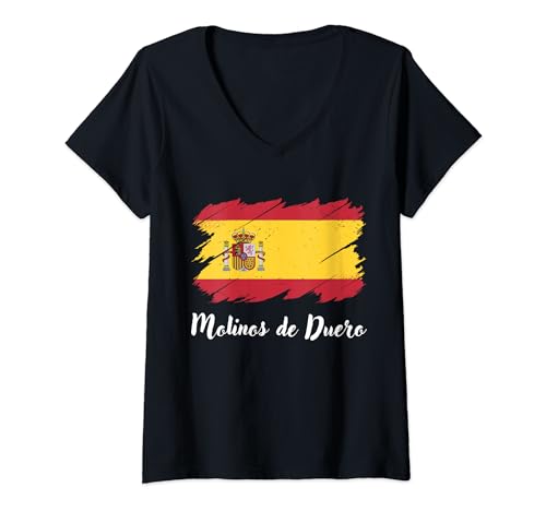 Mujer Molinos de Duero España, Bandera de España, Molinos de Duero Camiseta Cuello V