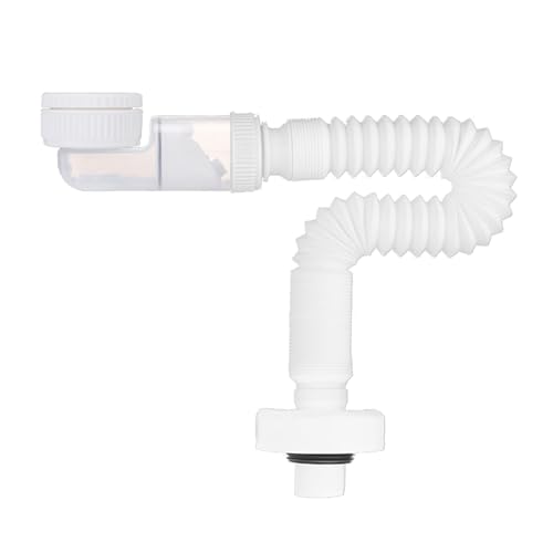 LUPATDY Sifón flexible de 1 1/4 pulgadas, sifón tubular, para ahorro de espacio, tubo de drenaje con tapón de olor, para fregadero de cocina, lavavajillas y lavadora