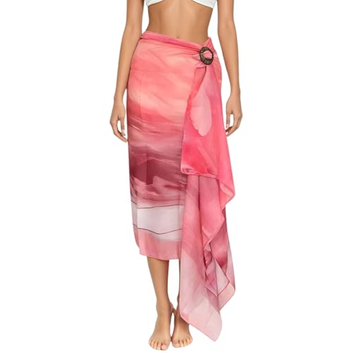 creazioni unique Pareo Donna Mare Lungo 100% Bamboo Made in Italy - Pareo Copricostume da Spiaggia Leggero e Traspirante con Fermapareo in Legno (Fantasia Rosa)