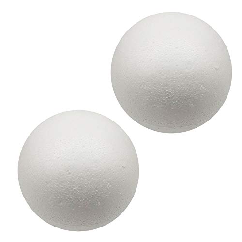 FFchuanhe 8 inch 2pcs Foam Ball White Polystyrene Smooth Round Ball, for Arts and Crafts Supplies School Project Holiday Party