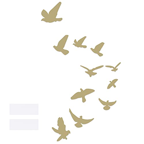 Autocollant Mural, Miroir Amovible 3D Forme D'oiseau Miroir Stickers Muraux Bricolage Décoration Murale pour la Maison Salon Chambre(or)