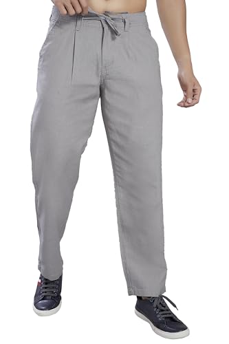Image of DIVISIVE Men's Relaxed Fit Front Pleated Cotton Linen Blend Trousers