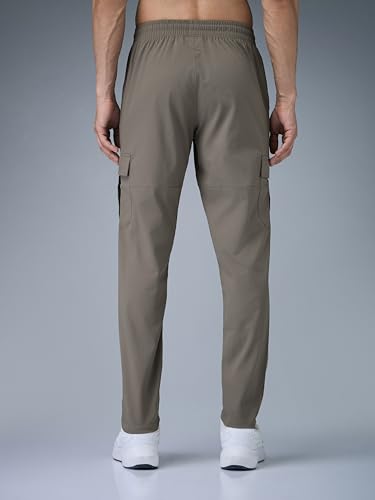 Image of TECHNOSPORT Men's Regular Fit Mid Rise Polyester Solid Cargos for Activewear, Regular Use and Quick Dry