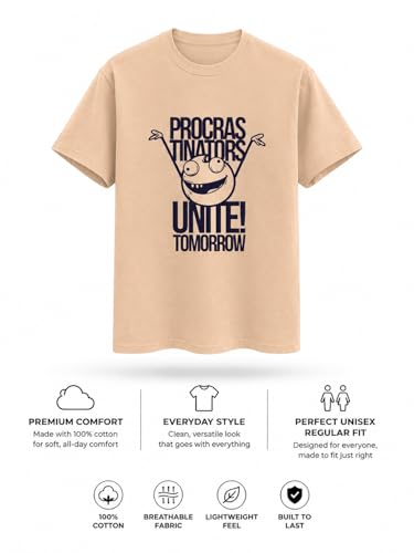 Image of Vastrio Unisex Procrastinators Unite Graphic Regular Fit Cotton T-Shirt
