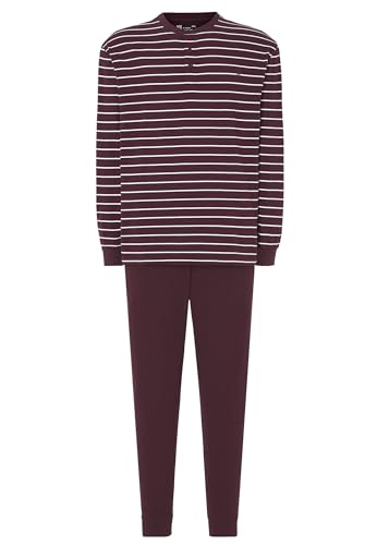 El Búho Nocturno Pijama Hombre Primavera Largo Algodón Rayas Pijamas Hombre, 100% Algodón, Rojo 5300, XXL