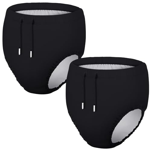 Glitopper 2 Pcs Youth Swim Diaper Special Needs Reusable Cloth Diaper Covers Waterproof Incontinence for Swimming,Unisex(Black,8-10t)