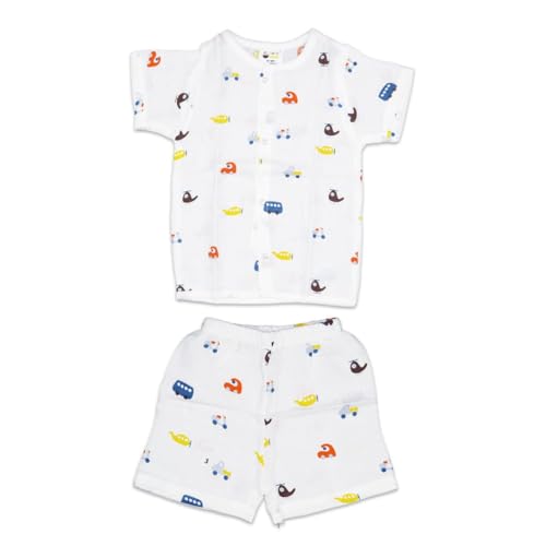 Image of Muslin Jabla & Shorts|For Boys & Girls|Summerwear Sleeveless Vest|Baby Products|Casual Clothing Set